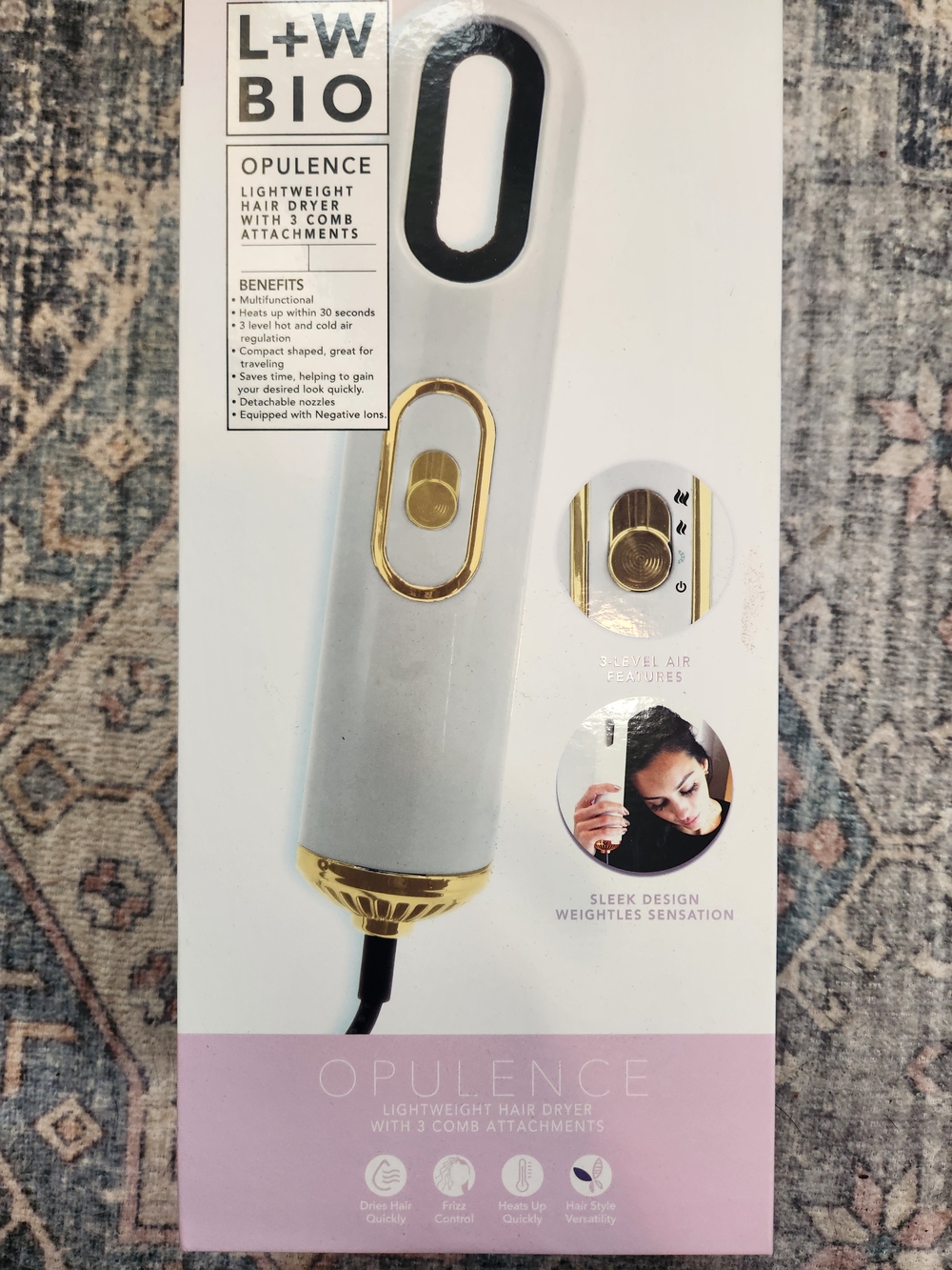 Opulence White & Gold Lightweight Hair Dryer